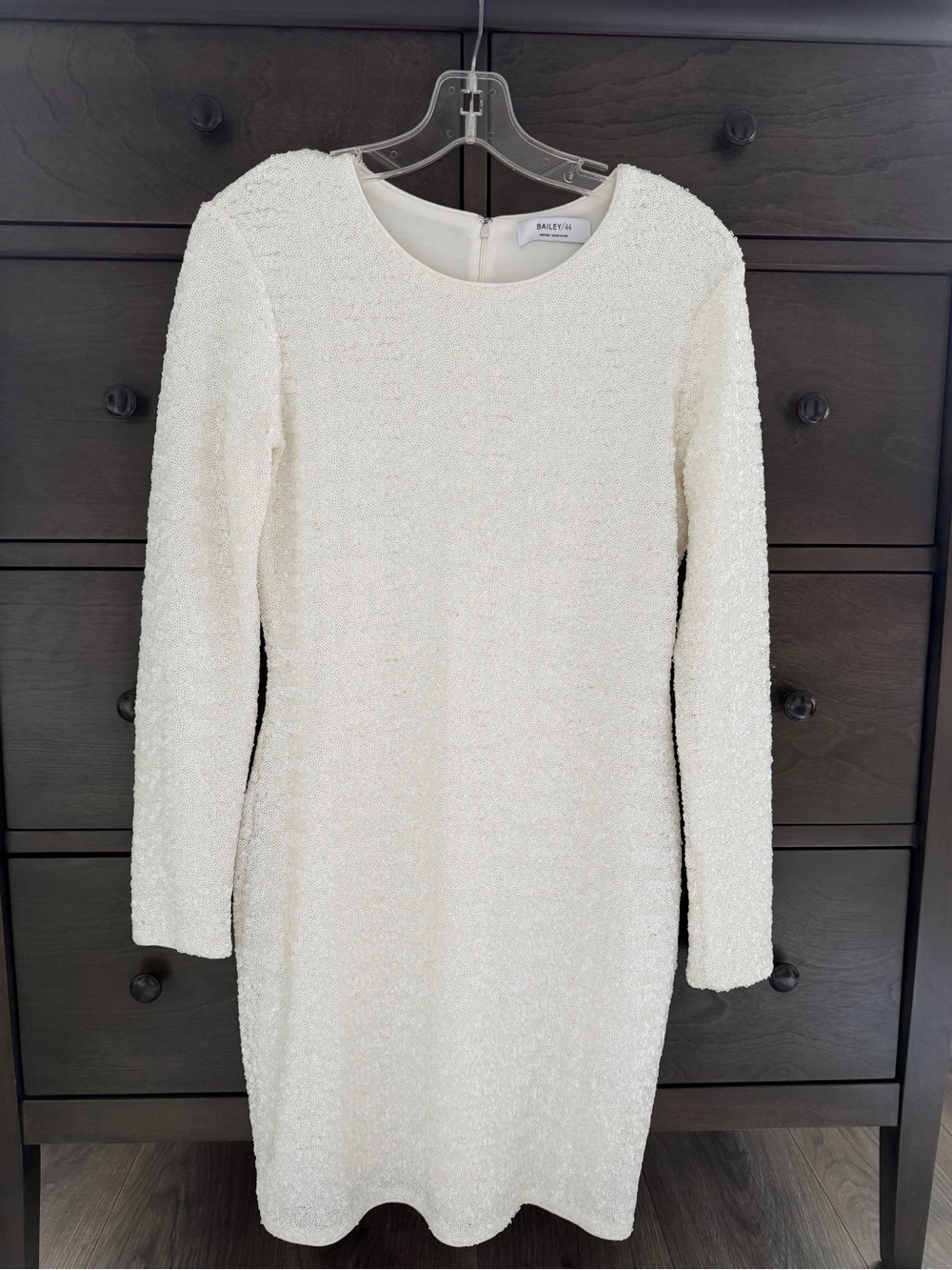 Bailey 44 Ivory Long-Sleeve sequined Sheath Dress